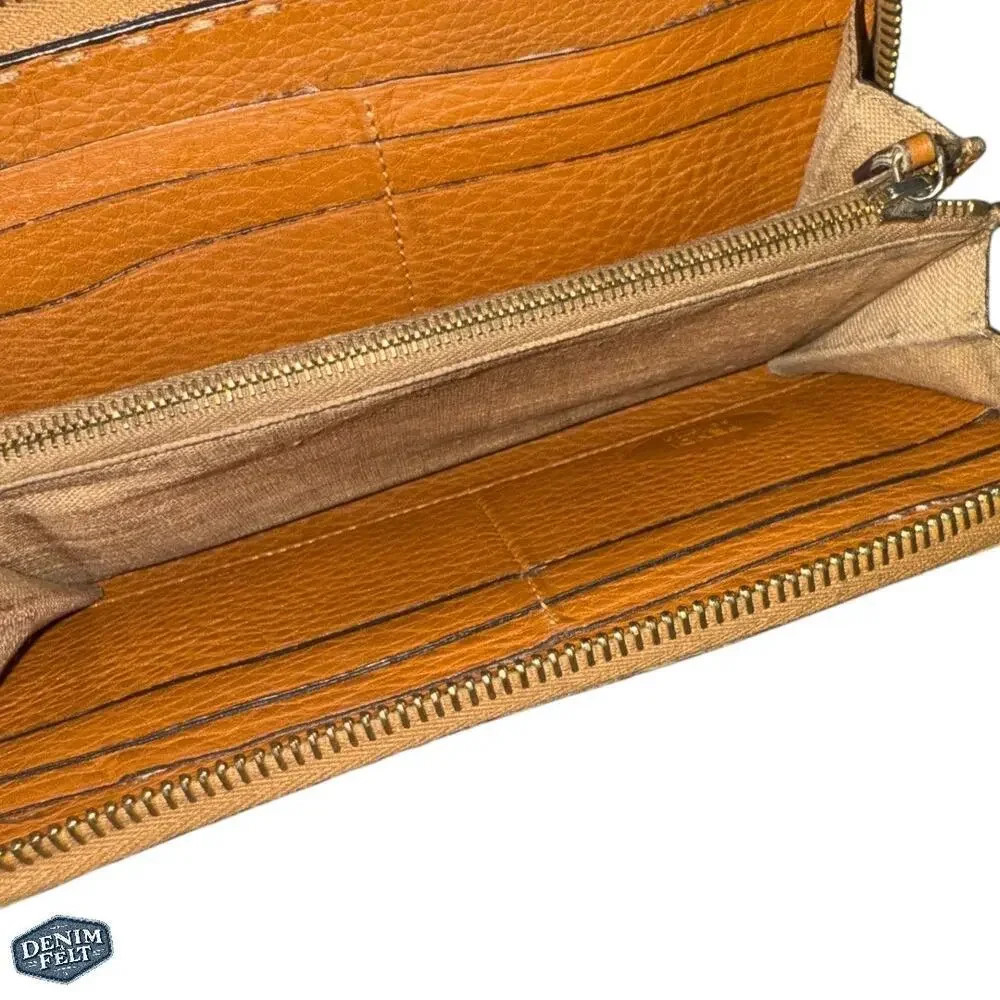 Fendi Selleria Roma Embossed Horse Logo Leather Tan ZipAround Long Wallet | RARE